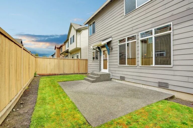 Fencing project in a landscaped yard